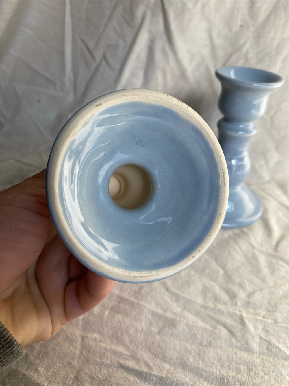 Pfaltzgraff Gazebo Blue Candle Stick Holders- Pair -5” - Picture 3 of 4